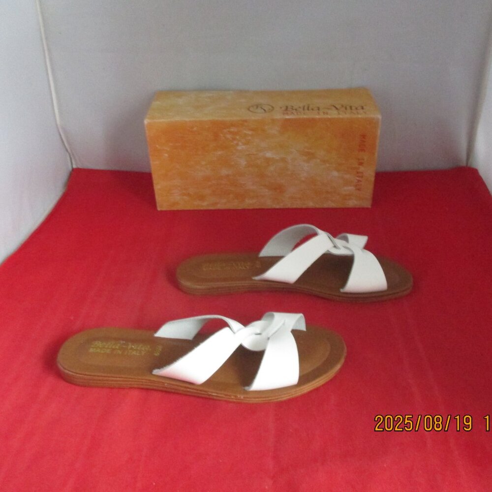 Bella Vita Women's Dov-Italy Slide Sandals - $90 - US Size 6 1/2 - White - 1299